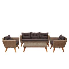 Vita 5-Seater Rattan & Steel Sofa Set W/Cushions Danube Home