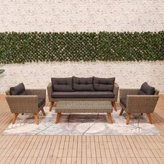 Vita 5-Seater Rattan & Steel Sofa Set W/Cushions Danube Home