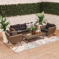 Vita 5-Seater Rattan & Steel Sofa Set W/Cushions Danube Home