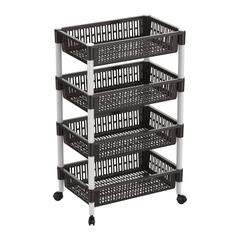 Cosmoplast Plastic 4-Tier Vegetable Storage Rack (45 x 30 x 89 cm, Dark Brown)