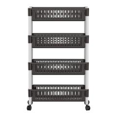 Cosmoplast Plastic 4-Tier Vegetable Storage Rack (45 x 30 x 89 cm, Dark Brown)