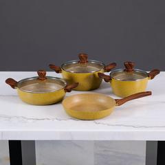 طقم أواني طهي من الجرانيت بمقبض خشبي فيسمان رويال (7 قطع)