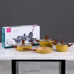 طقم أواني طهي من الجرانيت بمقبض خشبي فيسمان رويال (7 قطع)