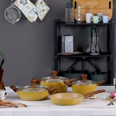 طقم أواني طهي من الجرانيت بمقبض خشبي فيسمان رويال (7 قطع)