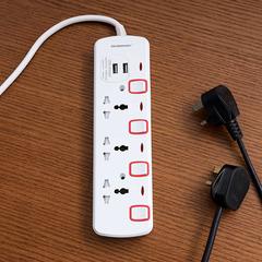 Olsenmark 4-Socket Extension Board W/2 USB Ports, OMES1730 (4 m)