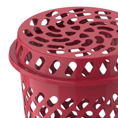 Cosmoplast Round Tall Plastic Laundry Bin W/Lid (65 L, Dark Red)