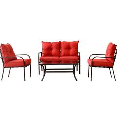 Leo 4-Seater Steel Sofa Set W/Cushions Danube Home