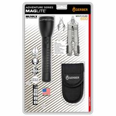 Maglite 2-Cell LED Flashlight & Gerber Multi-Tool Set, ML50LX (Black, 490 Lumen)