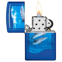 Zippo Dolphin Design Windproof Lighter, CI412701 229 (Royal Blue Matte)