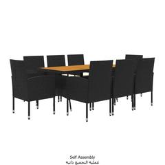 vidaXL 9 Piece Outdoor Dining Set Poly Rattan Black (160 x 70 x 72 cm)