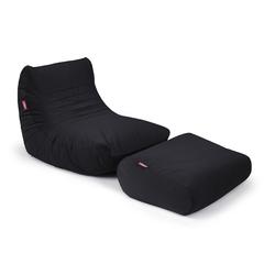 Lanny Velvet Curvy Chair W/Leg Rest (Black, 85 x 65 x 75 cm)