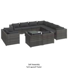 vidaXL 12 Piece Garden Lounge Set with Cushions Grey Poly Rattan (60 x 60 x 30 cm)