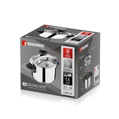 Bergner Munchen Induction Stainless Steel Pressure Cooker W/Outer Lid (26 cm, 10 L)