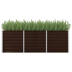vidaXL Garden Raised Bed Brown 240x80x77 cm Galvanized Steel