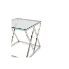 Pan Emirates Wingle End Table Glass (Silver)