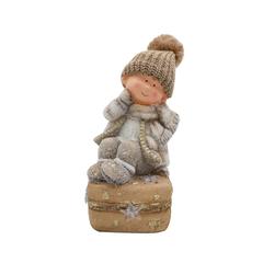 Fairy Dust Polyresin Garden Boy Statue W/LED Lights (18 x 19 x 40 cm)