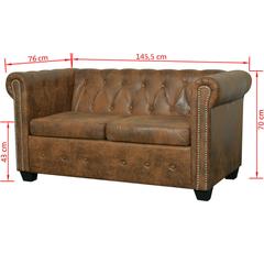 2-Seater Artificial Leather Chesterfield Sofa vidaXL