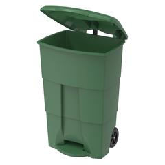 Cosmoplast Plastic Step-on Waste Bin W/Pedal & Wheels (125 L, Hunter Green)