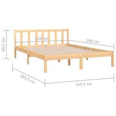 vidaXL Bed Frame Solid Pinewood 150x200 cm 5FT King Size