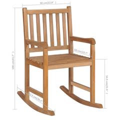 vidaXL Rocking Chair with Red Cushion Solid Teak Wood