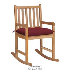 vidaXL Rocking Chair with Red Cushion Solid Teak Wood