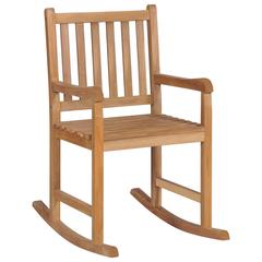 vidaXL Rocking Chair with Red Cushion Solid Teak Wood