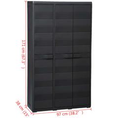 vidaXL Garden Storage Cabinet with 4 Shelves Black