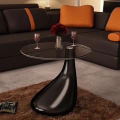 vidaXL Coffee Table with Round Glass Top High Gloss Black (42 cm)