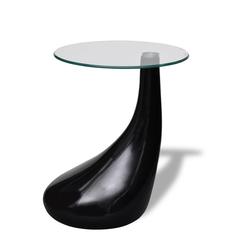 vidaXL Coffee Table with Round Glass Top High Gloss Black (42 cm)