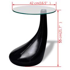 vidaXL Coffee Table with Round Glass Top High Gloss Black (42 cm)
