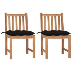 vidaXL Solid Teak Wood Garden Chairs W/Cushions (50 x 53 x 90 cm, 2 pcs)