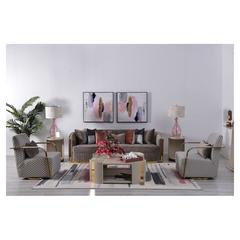 Donnelly 3-Seater Fabric & Wood Sofa Pan Emirates