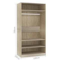 vidaXL Wardrobe Sonoma Oak 100x50x200 cm Engineered Wood