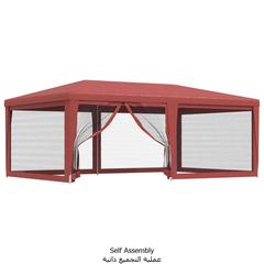 خيمة مجلس بولي ايثيلين عالي الكثافة مع 6 جدران جانبية شبكية حمراء 6x4 متر فيدا إكس إل