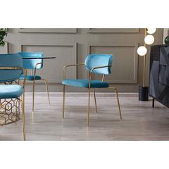 كرسي سفرة كاتانا مخملي ومعدني من حول الإمارات مع مسند للذراعين (57 × 55 × 79 سم)