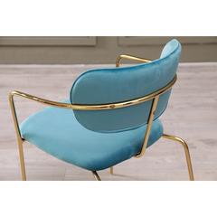 كرسي سفرة كاتانا مخملي ومعدني من حول الإمارات مع مسند للذراعين (57 × 55 × 79 سم)