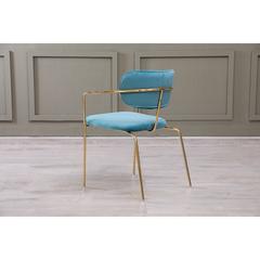 كرسي سفرة كاتانا مخملي ومعدني من حول الإمارات مع مسند للذراعين (57 × 55 × 79 سم)