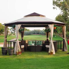 Amber Hexagonal Steel Gazebo Danube Home (250 x 250 x 300 cm)