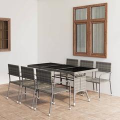 6-Seater Poly Rattan Garden Dining Set vidaXL (170 cm, Anthracite & Gray)