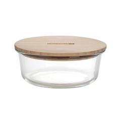 Royalford Borosilicate Glass Food Container W/Bamboo Lid (400 ml)