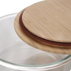Royalford Borosilicate Glass Food Container W/Bamboo Lid (400 ml)