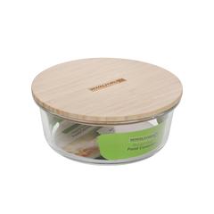 Royalford Borosilicate Glass Food Container W/Bamboo Lid (400 ml)