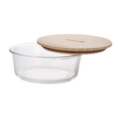 Royalford Borosilicate Glass Food Container W/Bamboo Lid (400 ml)