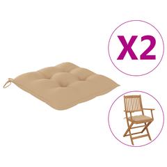 vidaXL Chair Cushions 2 pcs Beige 40x40x7 cm Fabric