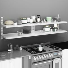 vidaXL 2-Tier Floating Wall Shelves 2 pcs Stainless Steel (200 x 30 cm)