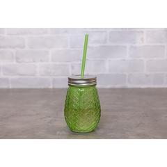 Pan Emirates Gem Glass Jar W/Straw (500 ml)
