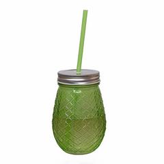 Pan Emirates Gem Glass Jar W/Straw (500 ml)