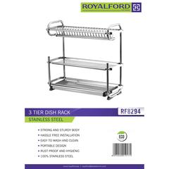 Royalford Stainless Steel 3-Tier Dish Rack