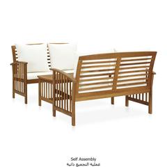2-Seater Solid Acacia Wood Garden Lounge Set W/Cushions vidaXL (White)