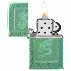Zippo Armor Elegant Dragon Windproof Lighter, 49054 (High Polish Green)